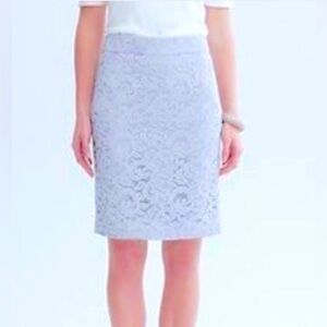 Banana Republic Stunning White Pencil Skirt w Delicate Floral Lace Overlay W6